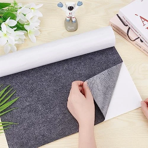 BENECREAT 15.7x78.7inch Gray Self-Adhesive Felt Fabric Shelf Liner for Festival Decorations DIY Picture Framing and Jewelry Box Fabric Stick, 1mm Thick — view 3