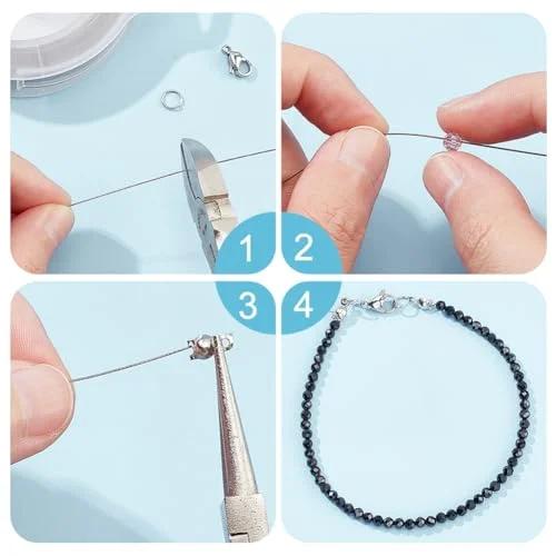 BENECREAT 240-Feet 0.015inch/0.38mm Stainless Steel 7-Strand Beading Wire with 200pcs Jump Rings, 50pcs Crimp Beads and 30pcs Lobster Claw Clasps for Jewelry Making — view 4