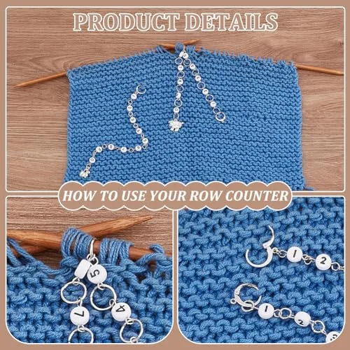 BENECREAT 4 Pcs 4 Style Row Counter Chains Set, Alloy Sheep Charm Chain Row Counter Knitting Row Counter Chains for Knitting and Crochet Crochet Stitch Markers — view 4