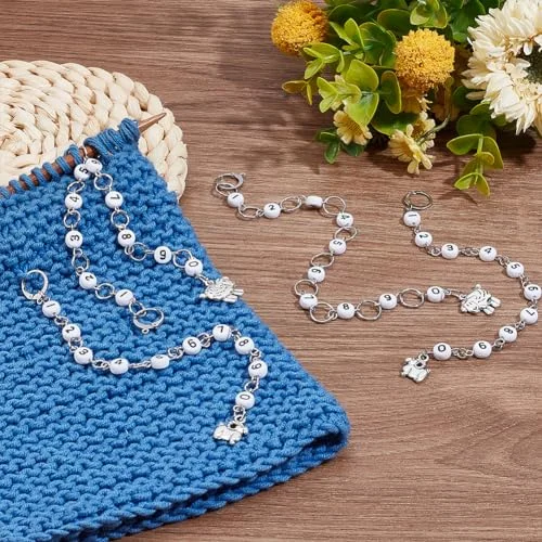 BENECREAT 4 Pcs 4 Style Row Counter Chains Set, Alloy Sheep Charm Chain Row Counter Knitting Row Counter Chains for Knitting and Crochet Crochet Stitch Markers — view 5
