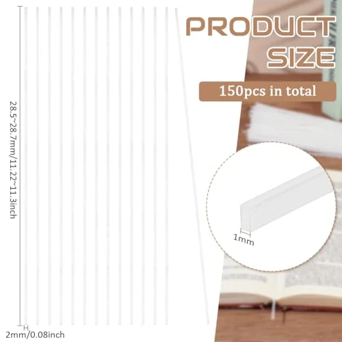 BENECREAT 150Pcs 11.2inch Hot Melt Resin Strips, 1~2mm Wide White Thermal Glue Strips for Book Binding Repair Hot Melt Binding Machine, 1mm Thick — view 2
